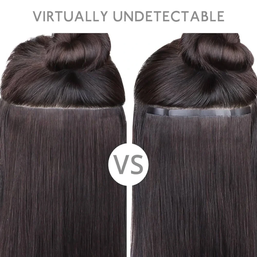 ⭐️ 20” Natural Black Invisi‎ Edge Tape in Human Hair Extensions 30g 10pcs #RD7